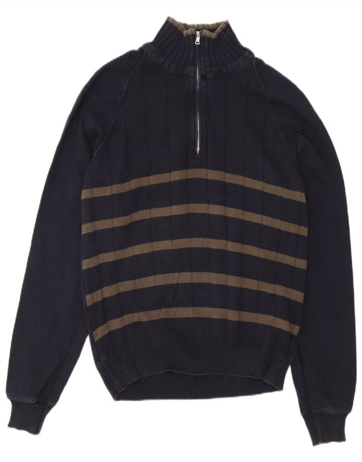 Maglione Zara da uomo con zip e collo a righe blu navy medie
