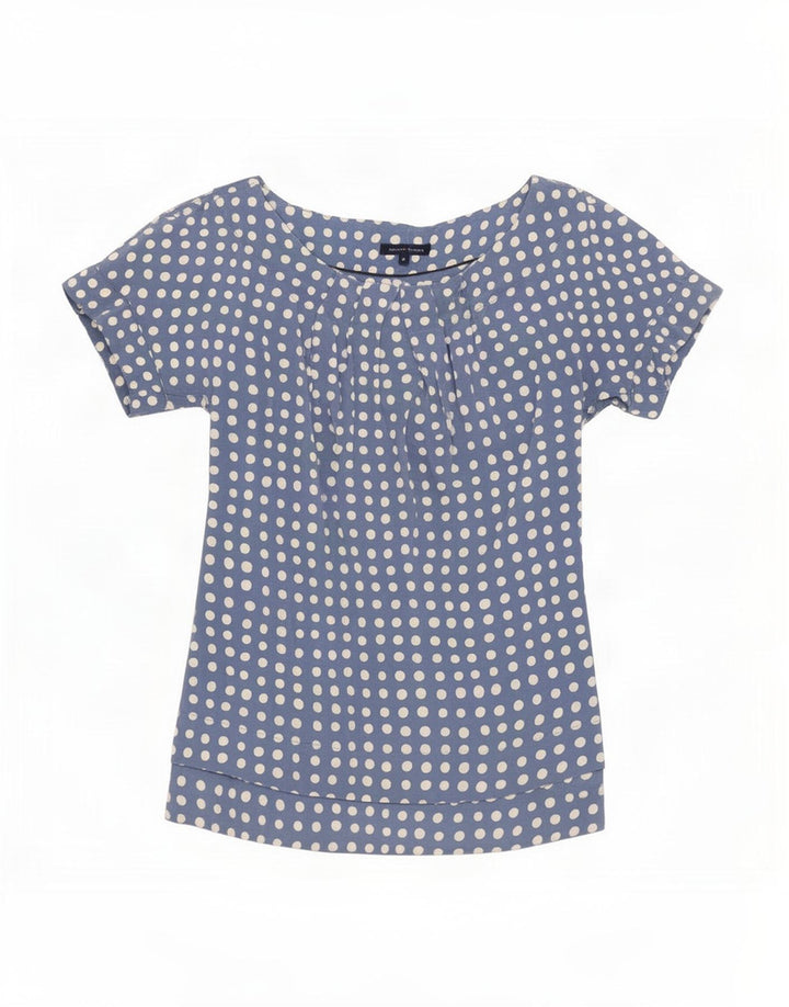 Tommy Hilfiger Chemisier pour femme US 8 en soie à pois bleu moyen
