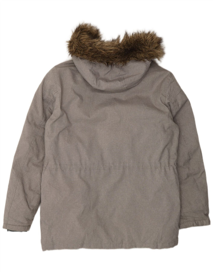 Jack & Jones Mens Hooded Padded Jacket UK 40 Large Grey Colourblock