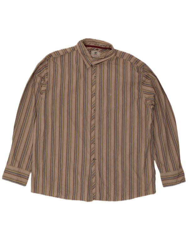 Fat Face Herrenhemd 2XL Beige gestreifte Baumwolle