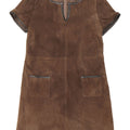 Vintage Womens Suede Shift Dress IT 44 Medium Brown