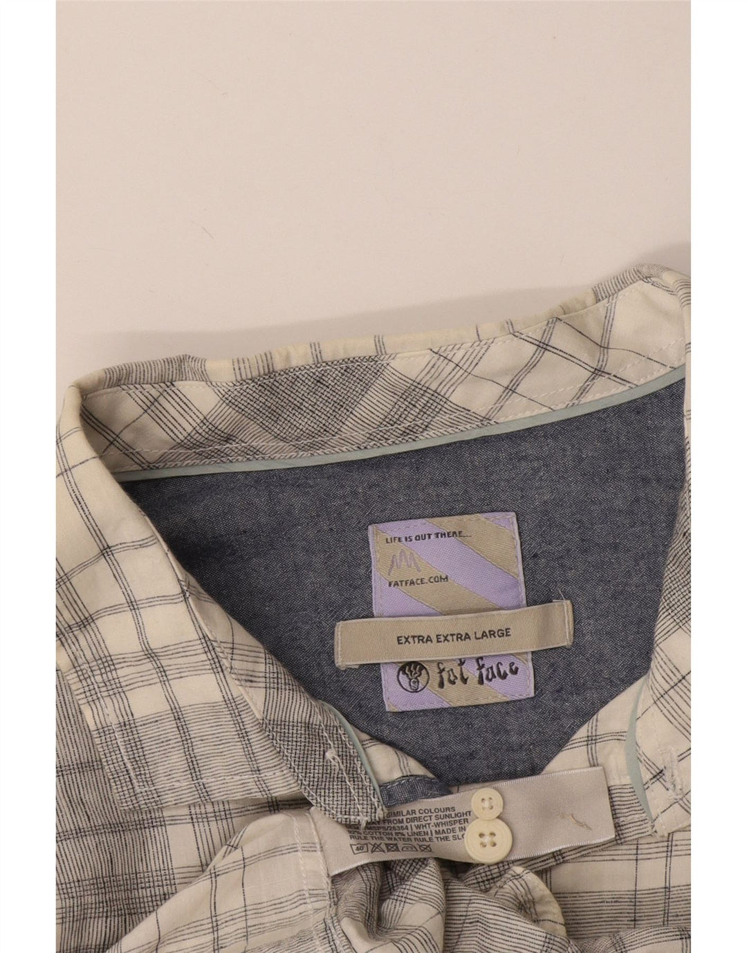 Fat Face Mens Short Sleeve Shirt 2XL Grey Check Cotton