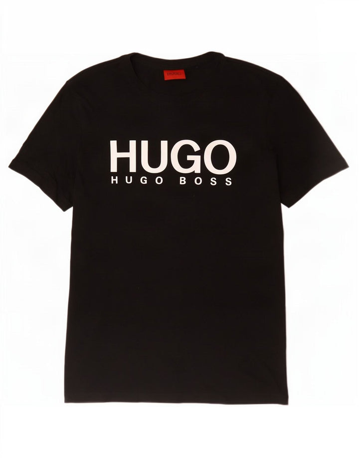Tricou grafic pentru bărbați Hugo Boss Top Medium Black Bumbac