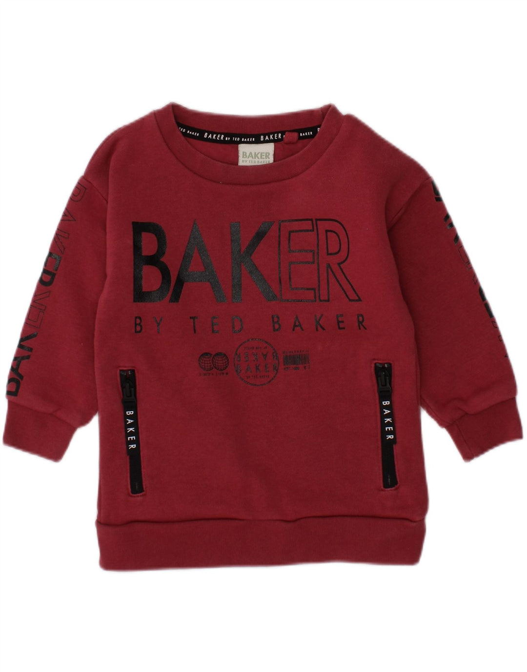 TED BAKER Baby Boys Graphic Sweatshirt Jumper 12-18 Months Maroon Cotton Vintage Ted Baker and Second-Hand Ted Baker from Messina Hembry 