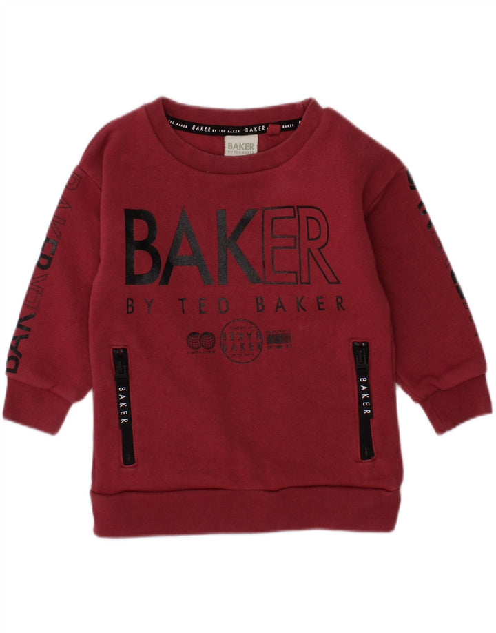 TED BAKER Baby Boys Graphic Sweatshirt Jumper 12-18 Months Maroon Cotton Vintage Ted Baker and Second-Hand Ted Baker from Messina Hembry 