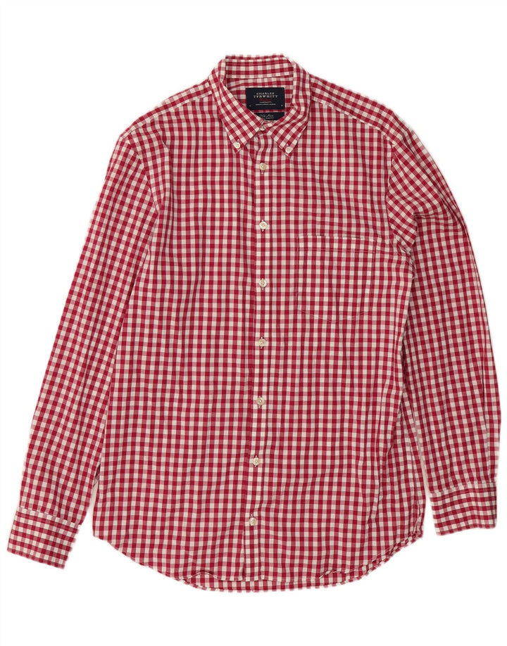 Charles Tyrwhitt Mens Extra Slim Fit Shirt Medium Red Gingham Cotton