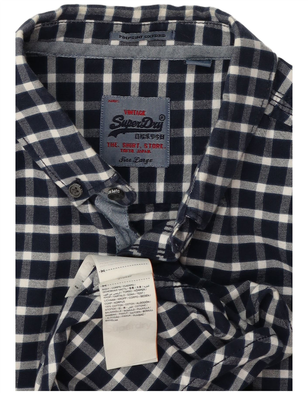 Superdry Chemise Homme Grand Carreaux Bleu Marine En Coton