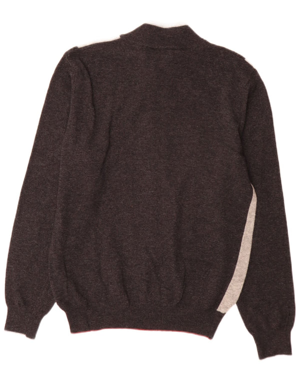 Hajo Mens Cardigan Zippé Pull UK 38 Petit Gris Colorblock Laine
