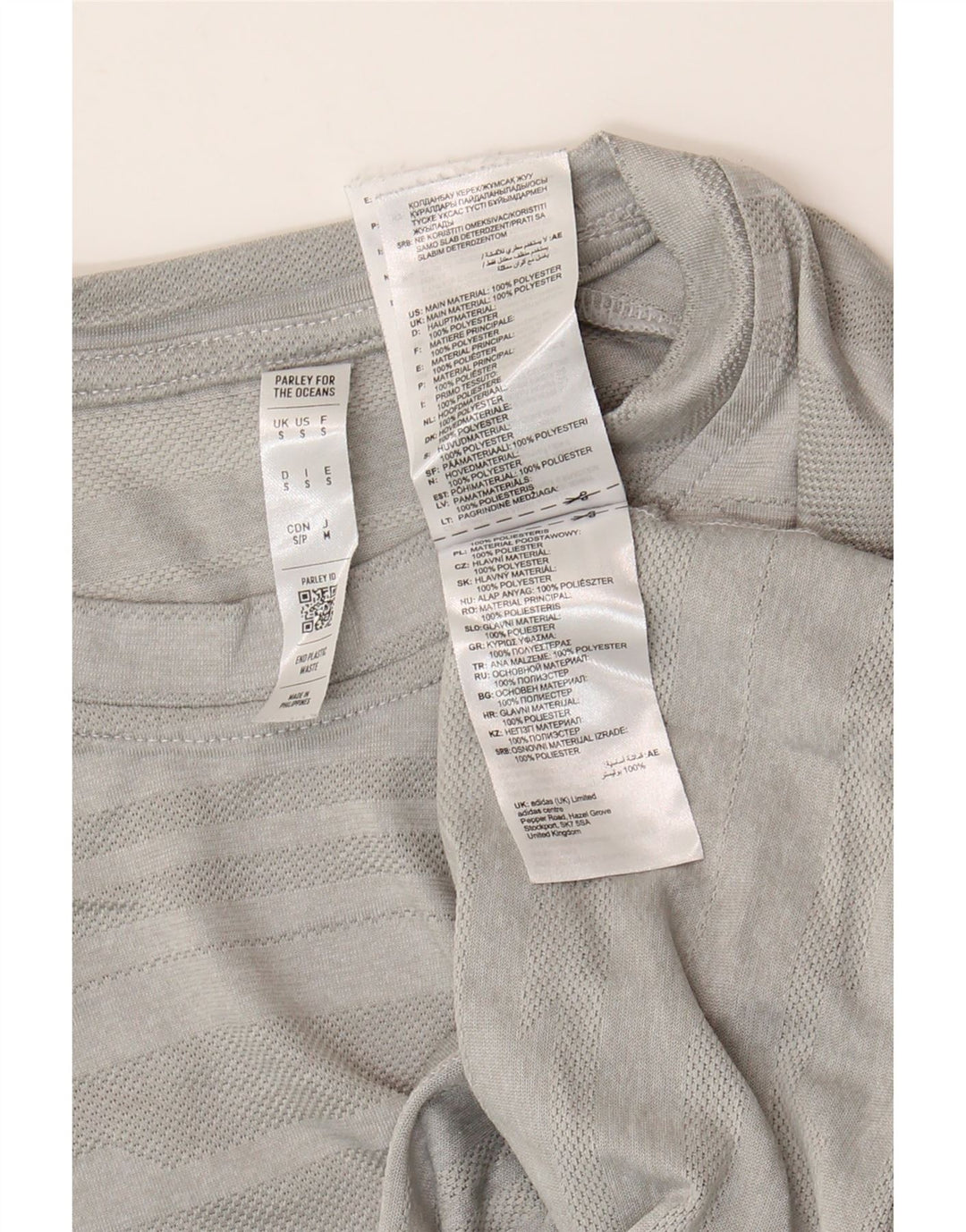 Adidas Mens Climalite T-Shirt Top Small Grey Striped Polyester