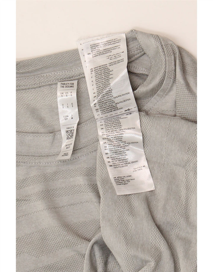 Adidas Mens Climalite T-Shirt Top Small Grey Striped Polyester