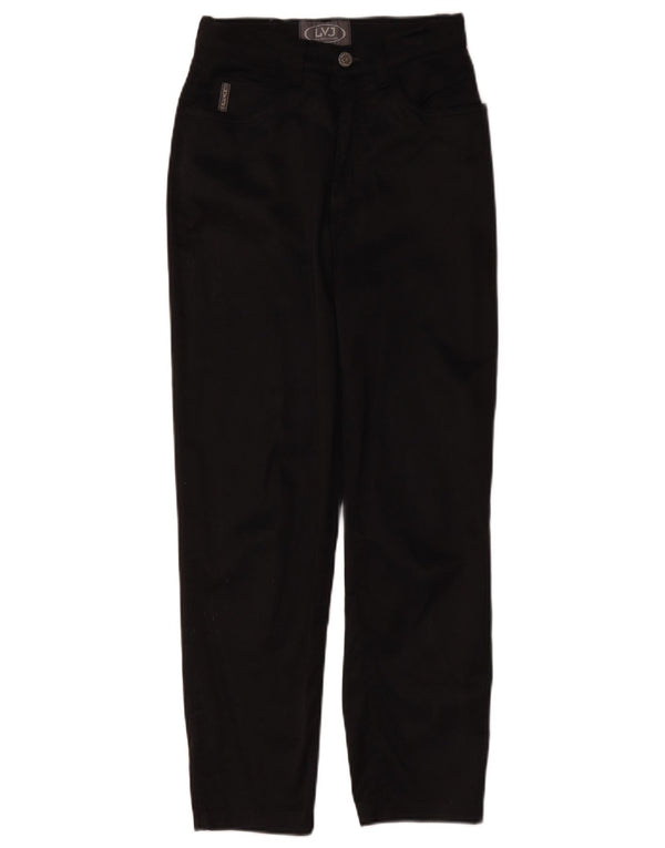 Vintage Damen Tapered Casual Hose W26 L25 Schwarze Baumwolle
