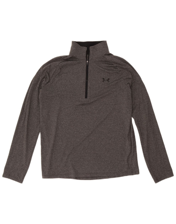 Under Armour Herre Zip Neck Top Langærmet Medium Grey Polyester