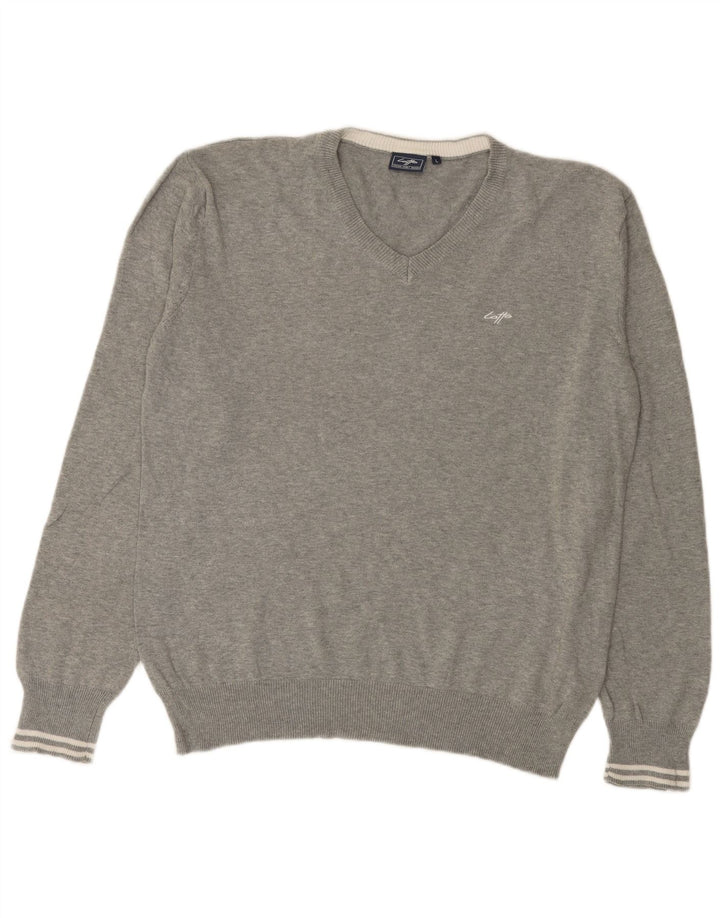 Lotto Mens V-Neck Jumper Sweater Large Grey Cotton