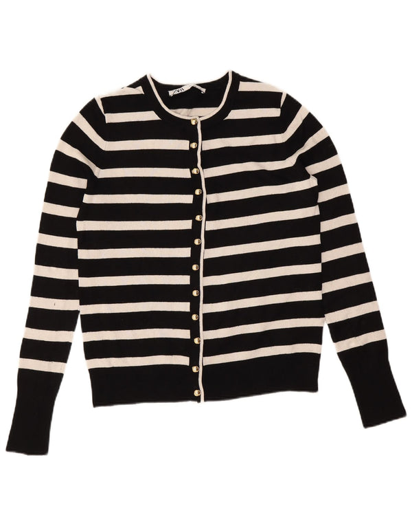Maglione cardigan da donna Zara UK 10 piccolo in viscosa a righe nere