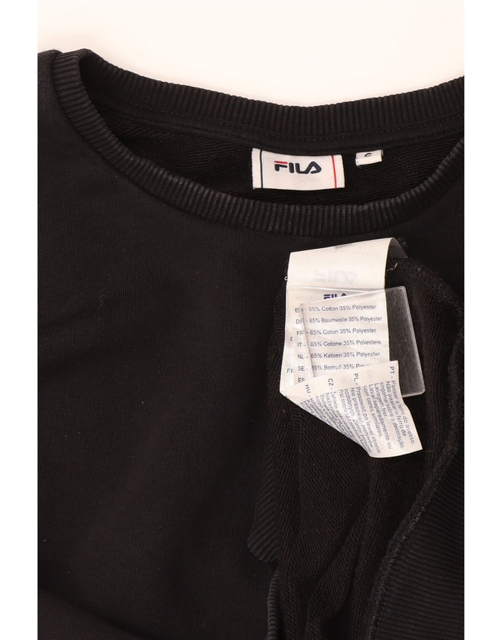 Fila Womens Sweatshirt Jumper UK 10 Small Black Cotton