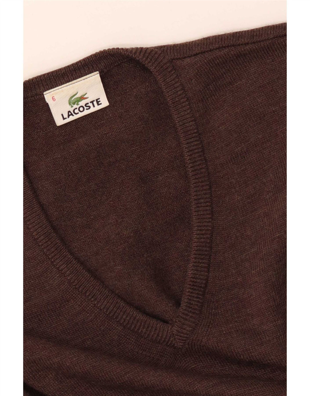 Lacoste Herre V-hals sweater str. 6 XL Brun