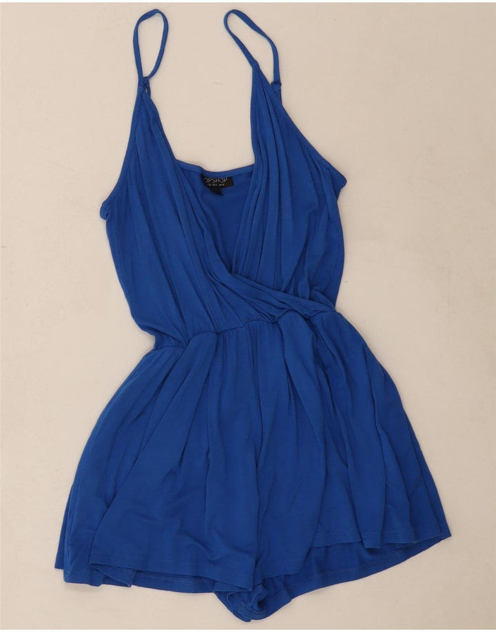 TOPSHOP Womens Sleeveless Playsuit UK 10 Small Blue Viscose Vintage Topshop and Second-Hand Topshop from Messina Hembry 