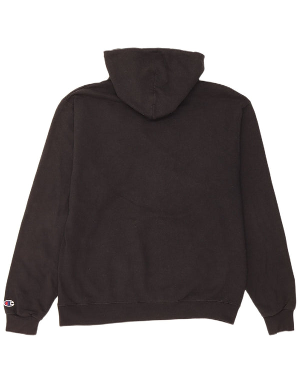 Champion Mens Graphic Hoodie Jumper Large Black Cotton