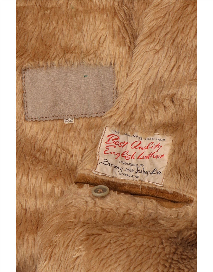 Vintage Shearling-jakke til mænd IT 52 XL brunt læder