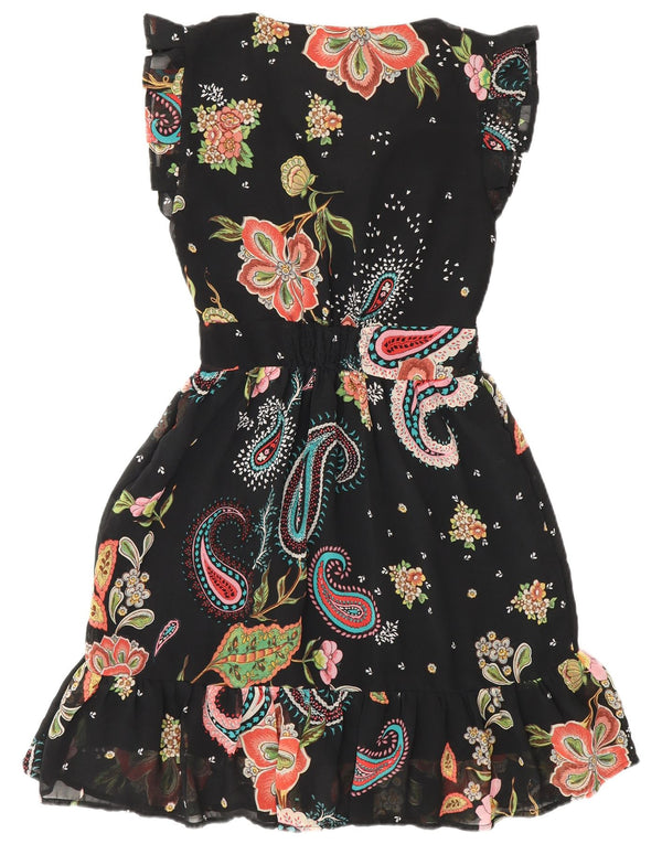 Liu Jo Robe à volants pour femme UK 42 Medium Noir Paisley