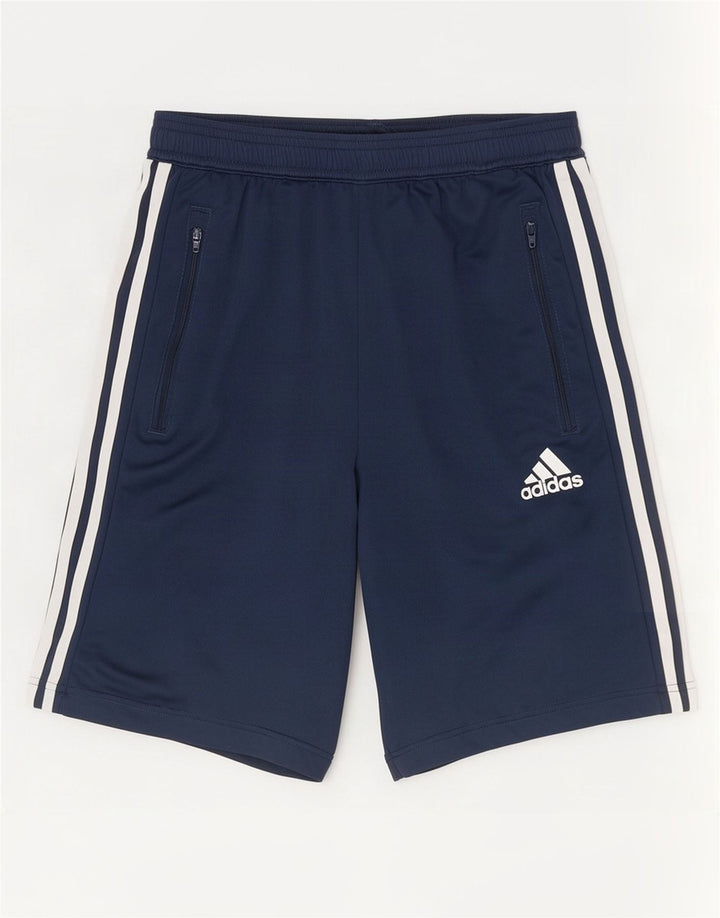 Shorts esportivos masculinos Adidas pequenos poliéster azul marinho