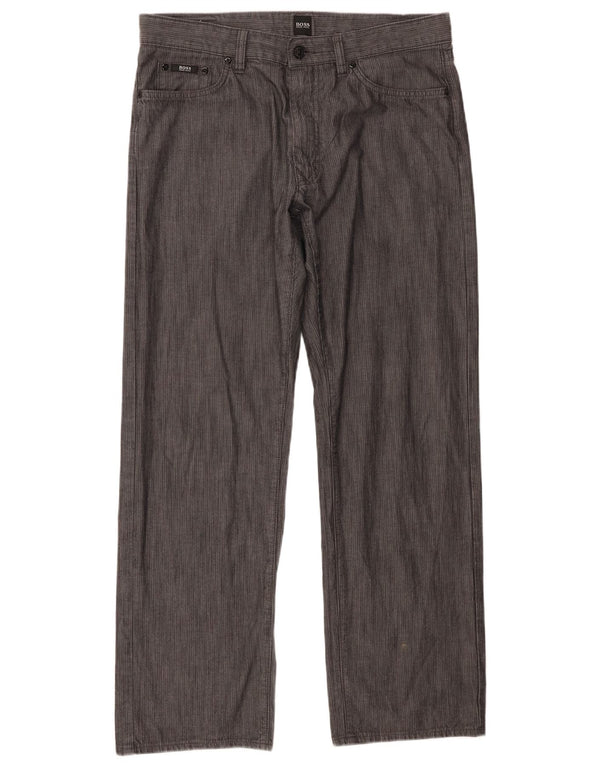 Pantaloni casual dritti da uomo Hugo Boss W34 L30 gessato grigio