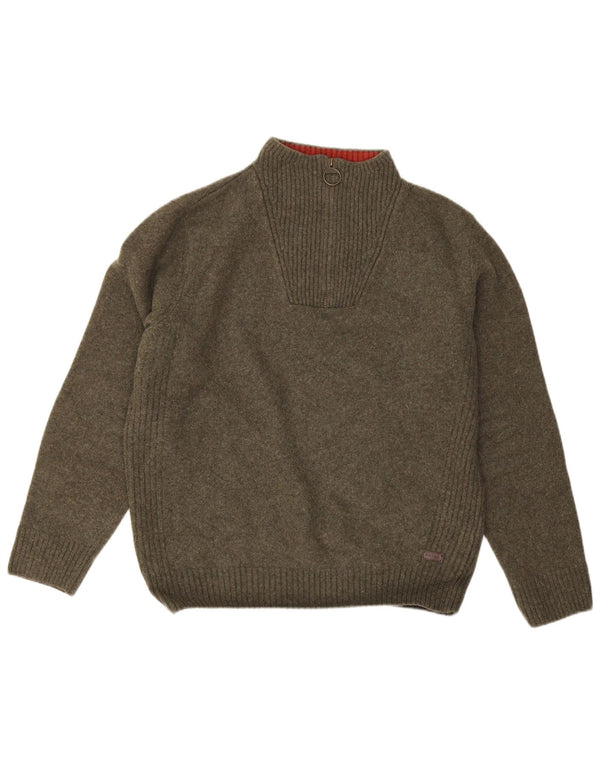 Barbour Pull col zippé pour femme UK 18 XL Laine kaki
