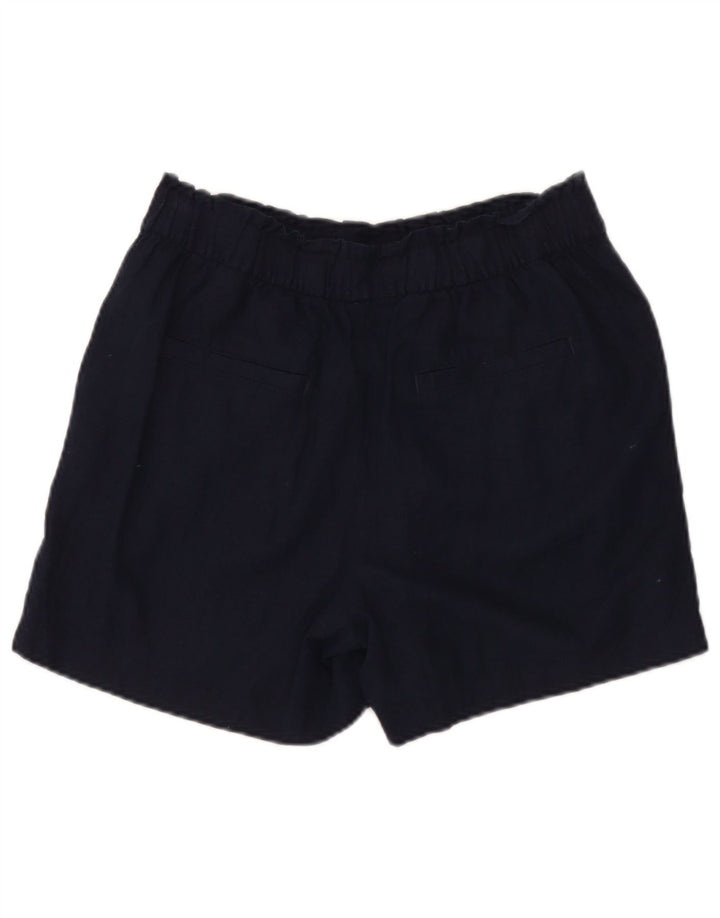 Marks & Spencer Womens Casual Shorts UK 12 Medium W32 Navy Blue Flax