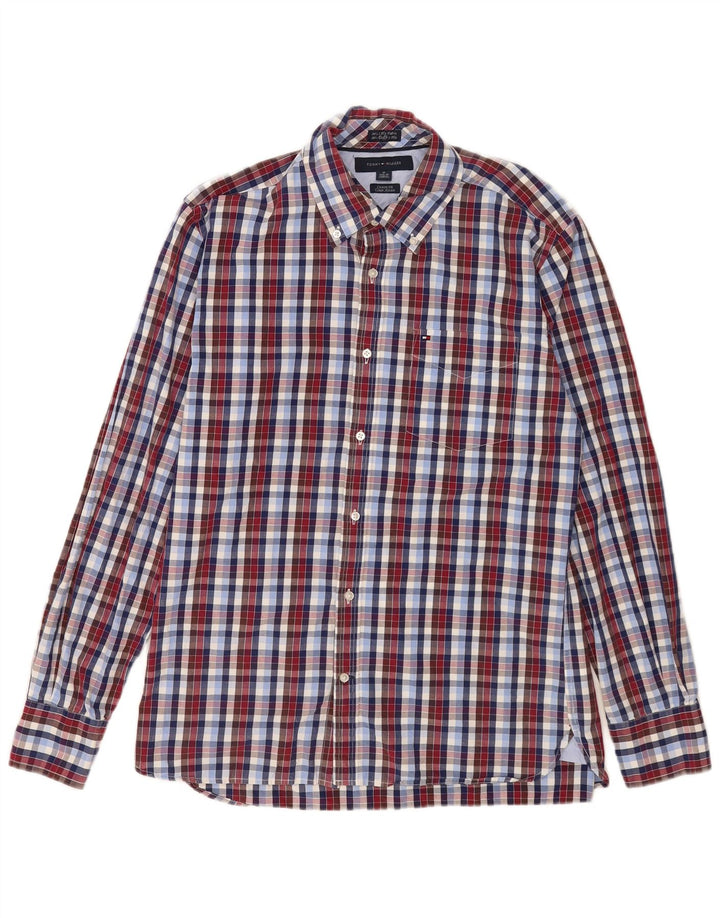 Tommy Hilfiger Herrenhemd Größe 15 1/2 16 Medium Mehrfarbig kariert