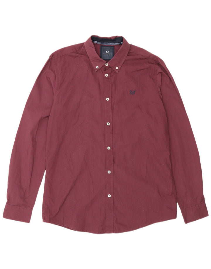 Crew Clothing Mens Slim Fit Shirt Medium Burgundy Spotted