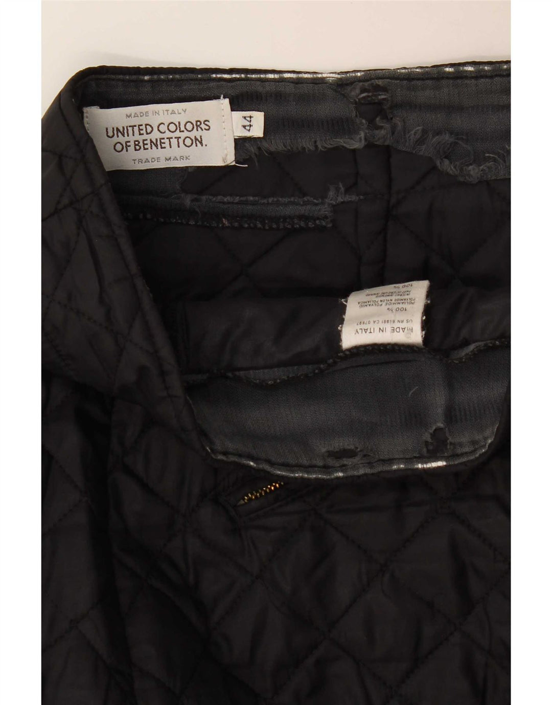 Benetton Womens Quilted Mini Skirt IT 44 Medium W30 Black Polyamide