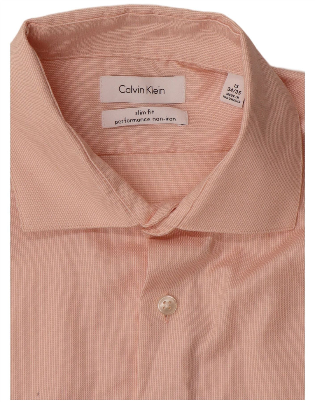 CALVIN KLEIN Mens Slim Fit Shirt Size 15 Medium Pink Cotton