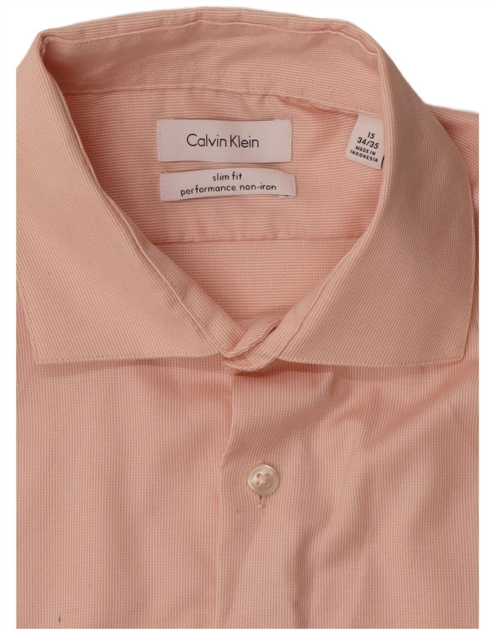 CALVIN KLEIN Mens Slim Fit Shirt Size 15 Medium Pink Cotton