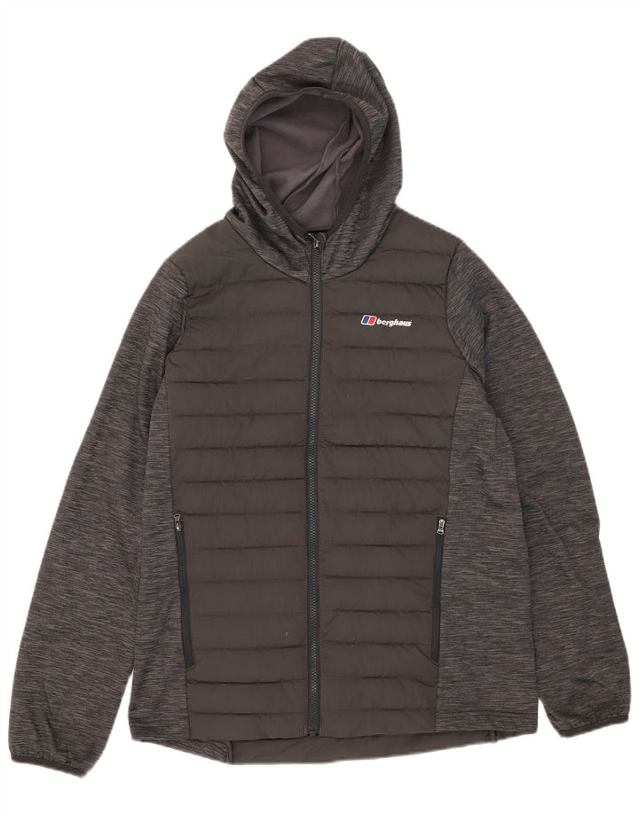 Berghaus Boys Hooded Padded Jacket 14-15 Years Grey Colourblock Polyester