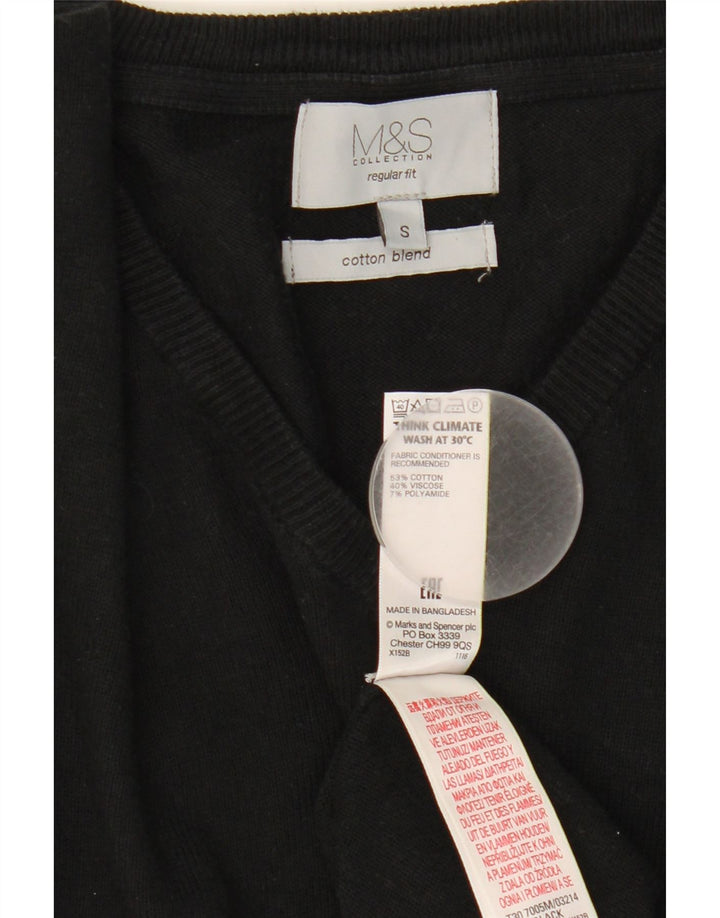Marks & Spencer Womens Regular Fit V-Neck Jumper Sweater UK 10 Small Black