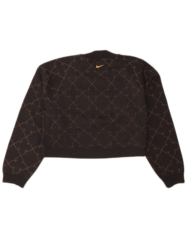 Nike Womens Therma-Fit Crop Sweatshirt Jumper UK 6 XS Sort Geometrisk