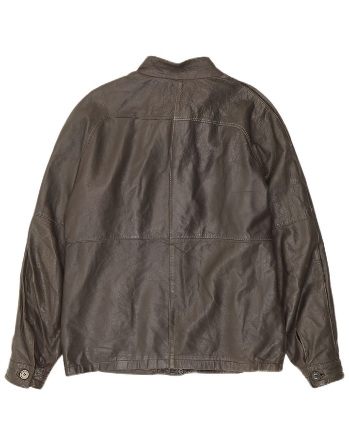 VINTAGE Mens Leather Jacket IT 50 Large Brown Leather