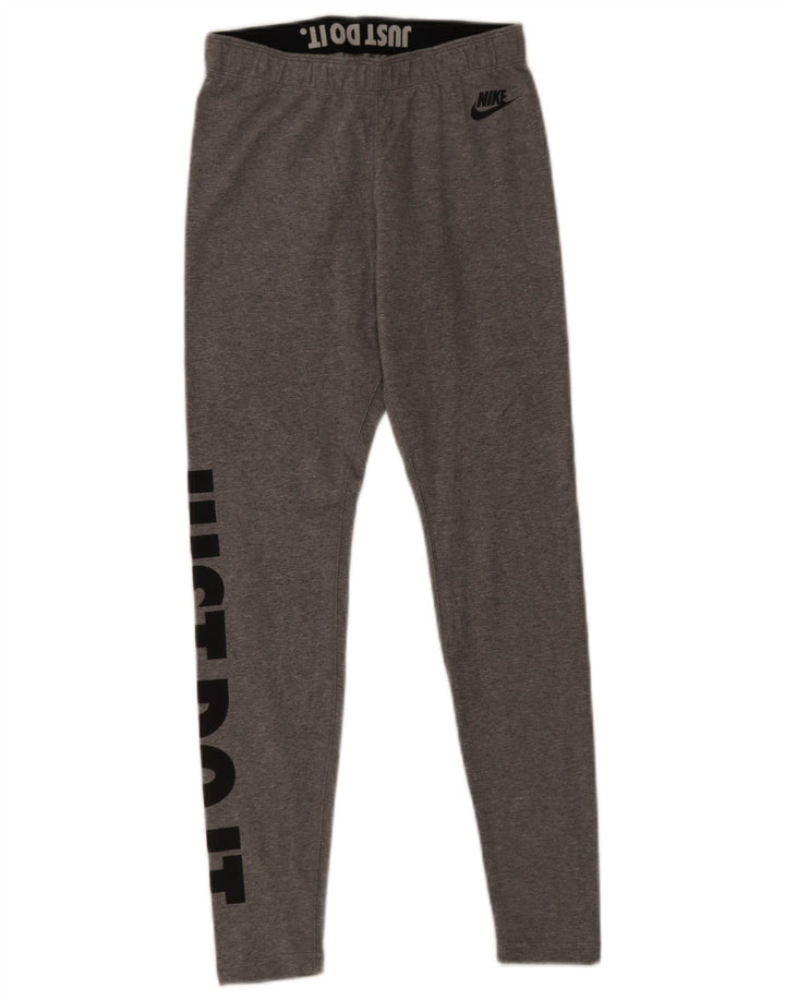 Nike Dame Grafiske Leggings UK 10 Small Grey Bomuld