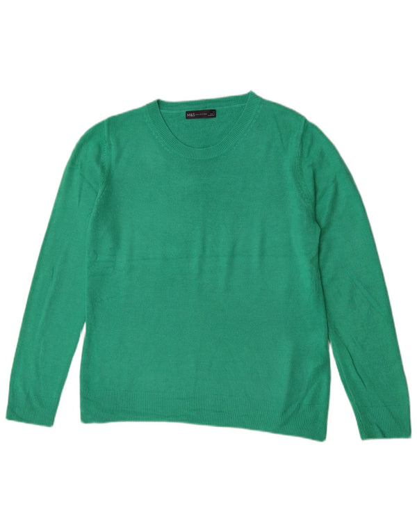 Marks & Spencer Dame Boat Neck Jumper Sweater UK 12 Medium Grøn Akryl