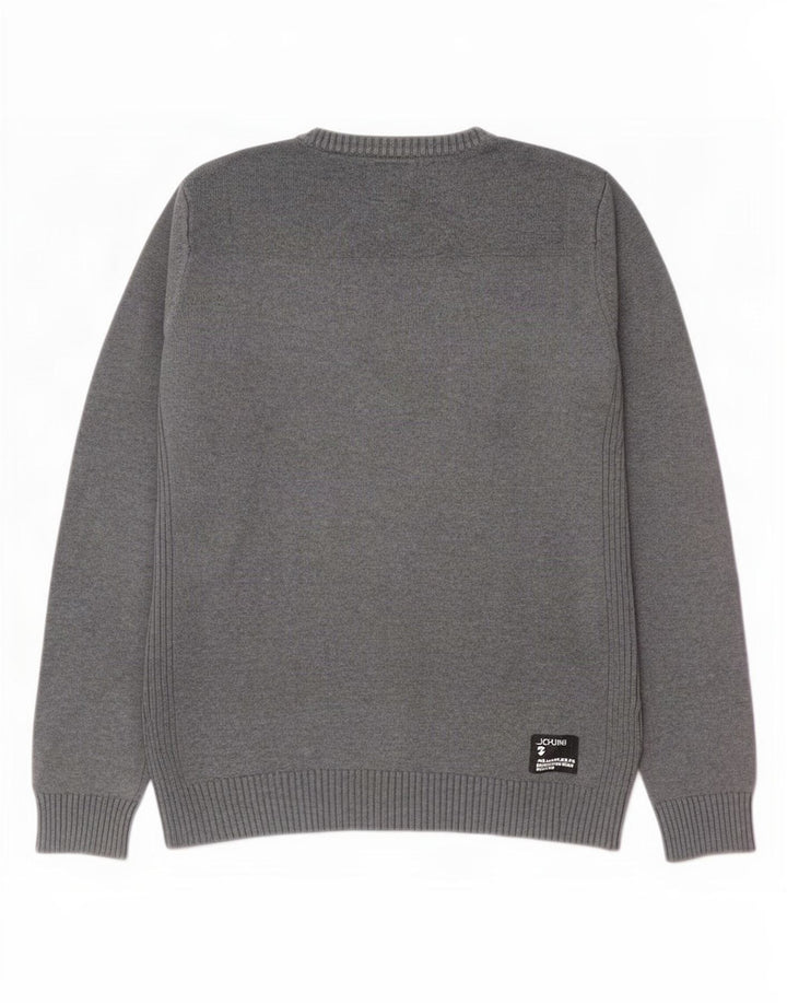Jack & Jones Mens V-Neck Jumper Sweater Medium Grey Cotton