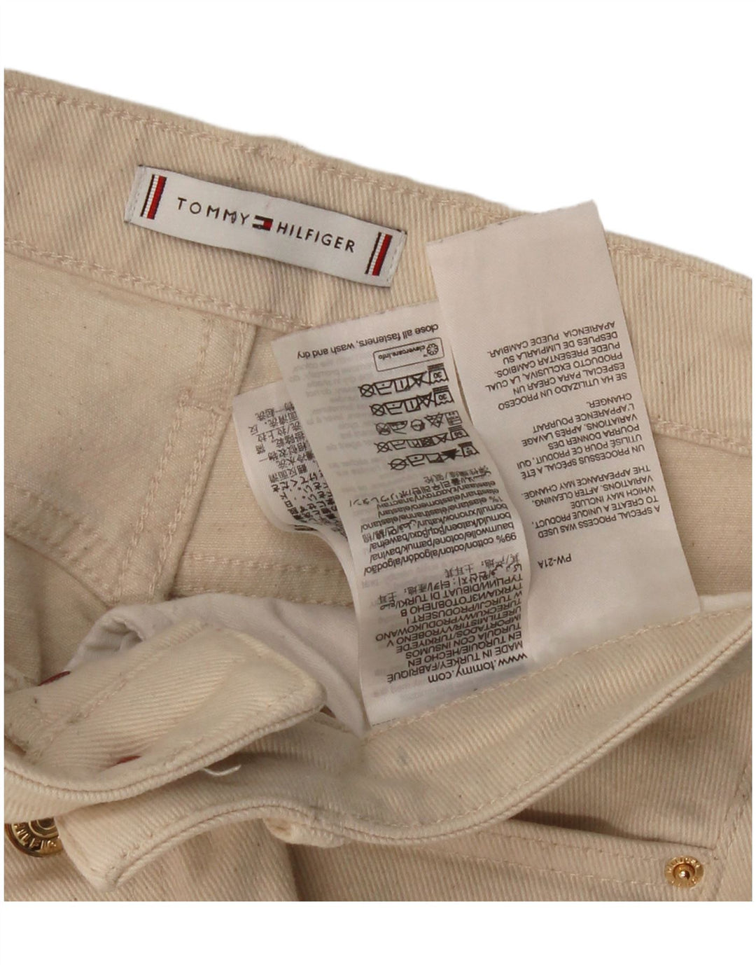 TOMMY HILFIGER Womens Flared Jeans W26 L30 Beige Cotton