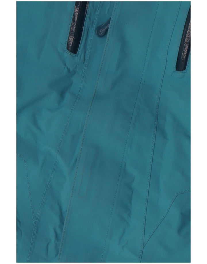 Berghaus Womens Hooded Oversized Rain Jacket UK 10 Small Blue Nylon