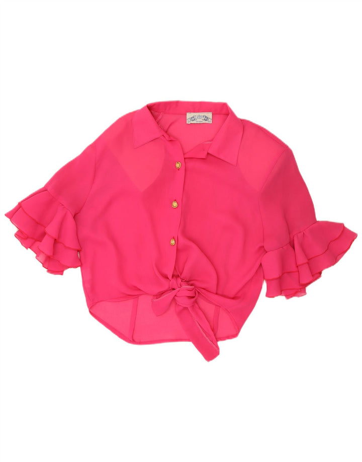 ACCORDO Womens Short Sleeve Shirt Blouse UK 12 Medium Pink Polyester