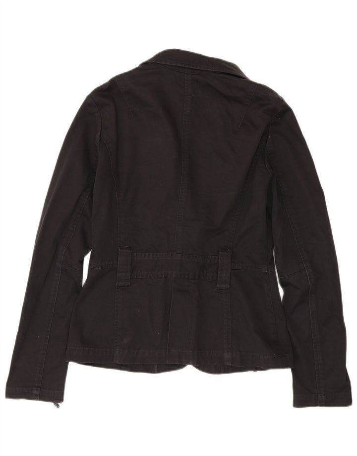 Armani Exchange Womens 1 Button Blazer Jacket UK 12 Medium Black Cotton