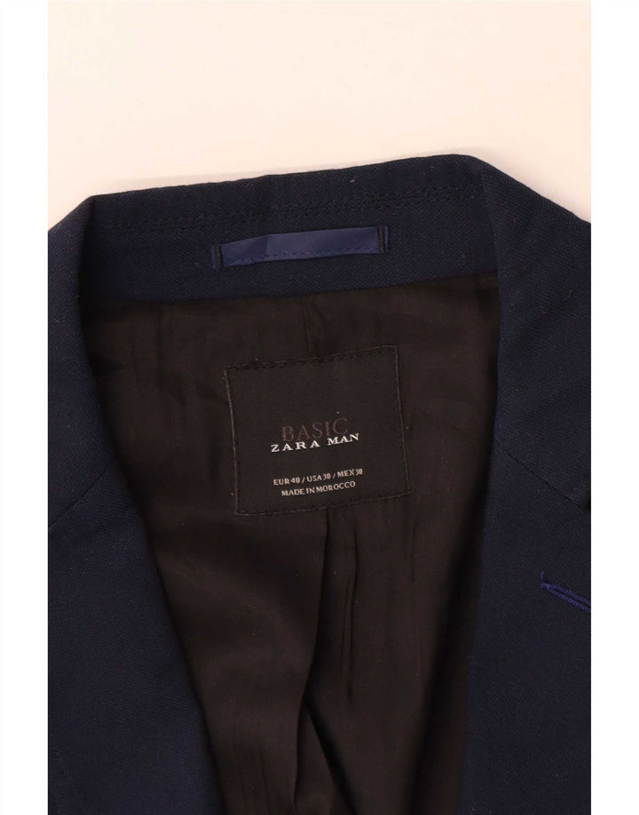 Zara Chaqueta tipo blazer de 2 botones para hombre EU 48 Poliéster azul marino mediano