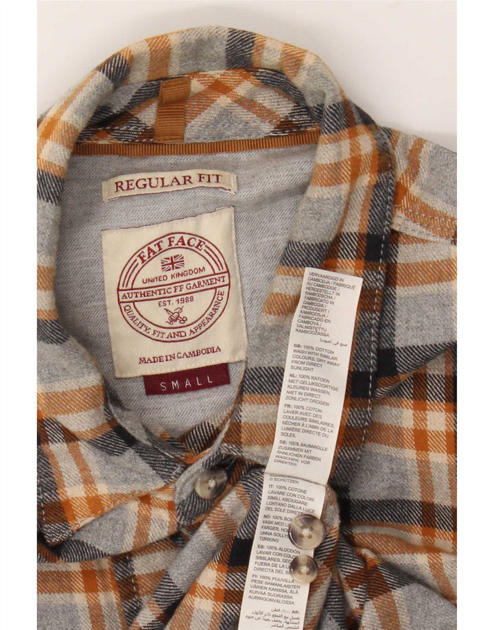 Camisa de franela de corte estándar para hombre de Fat Face de algodón a cuadros grises pequeños