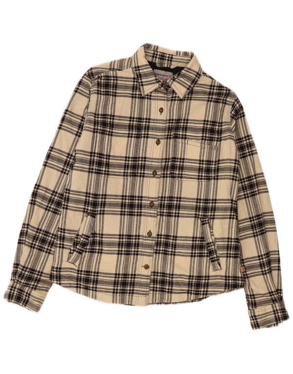 Carhartt Camisa de franela de leñador para mujer UK 6 XS Algodón a cuadros beige