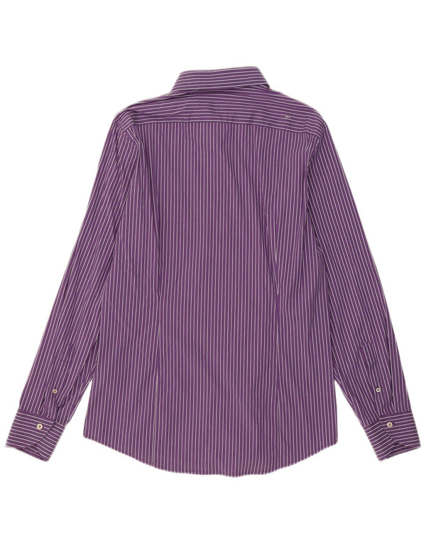 Camisa Benetton Hombre XL Algodón Rayas Púrpuras