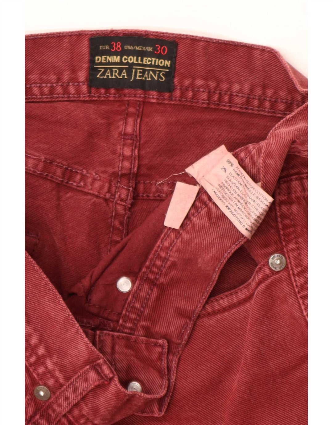 Zara Mens Slim Jeans EU 38 Small W30 L30 Red Cotton