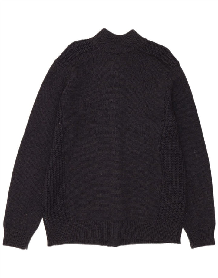 French Connection Mens Cardigan Sweater Medium Navy Blue Acrylic